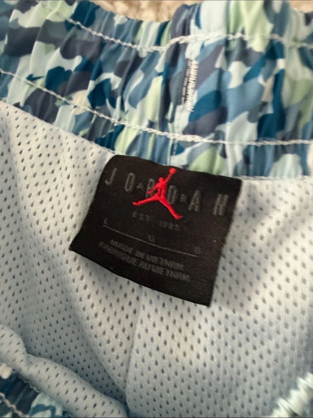 Jordan Men's Blue Camo Athletic Shorts with Drawstring